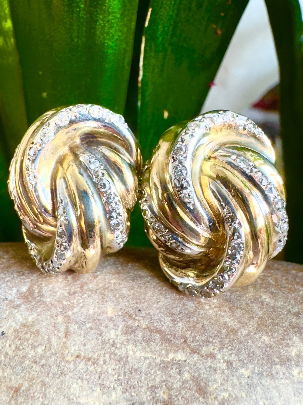 14k Large Twisted Diamond Knot Earrings